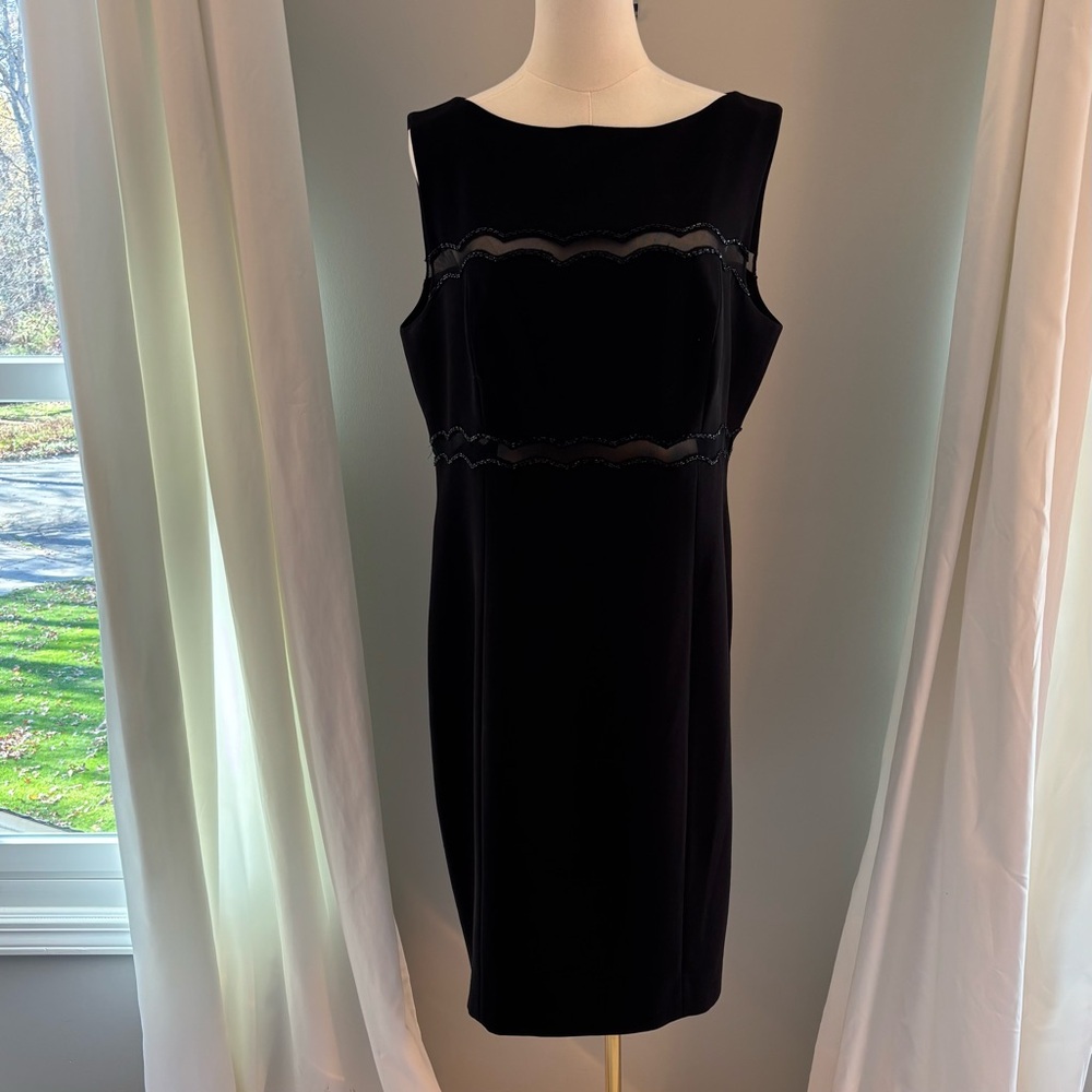 Teri Jon Rickie Freeman Vintage Little Black Dress Size 16